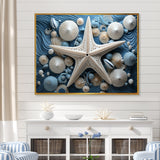Minimalism Starfish Blue And White - Starfish Canvas Wall Art