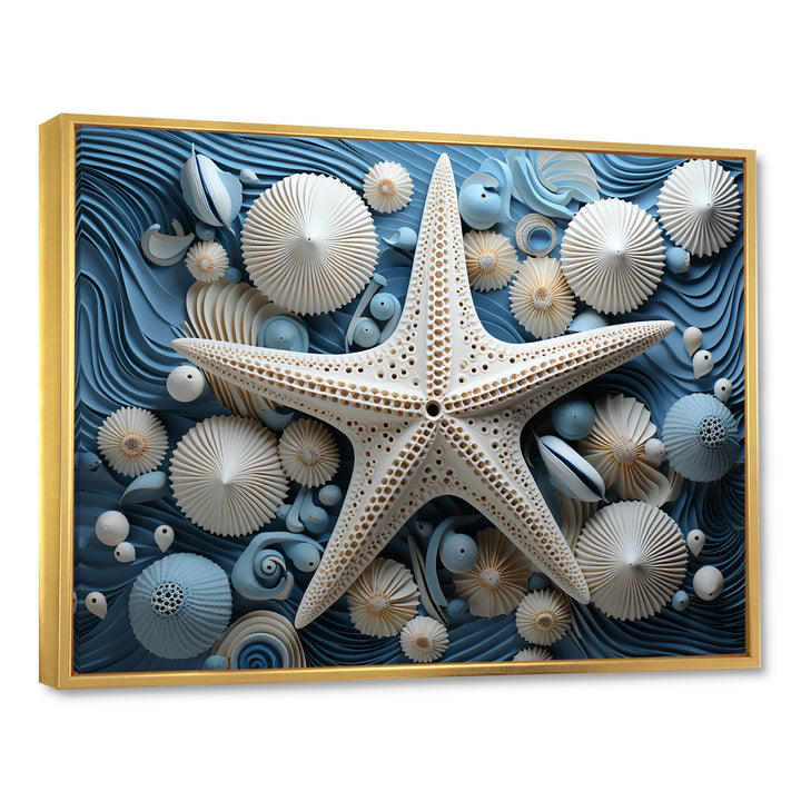 Minimalism Starfish Blue And White - Starfish Canvas Wall Art