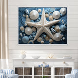 Minimalism Starfish Blue And White - Starfish Canvas Wall Art