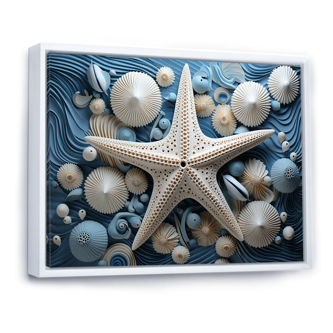 Minimalism Starfish Blue And White - Starfish Canvas Wall Art