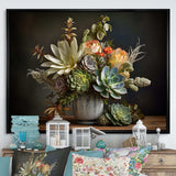 Succulent Bouquet Still Life I - Floral Canvas Wall Art