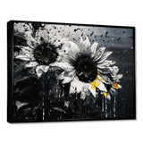 Black And White Sunflowers Florescence - Floral Canvas Wall Art