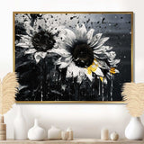 Black And White Sunflowers Florescence - Floral Canvas Wall Art