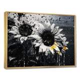 Black And White Sunflowers Florescence - Floral Canvas Wall Art