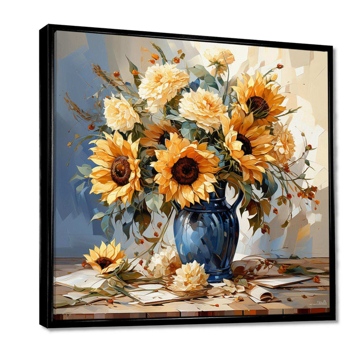 Vintage Sunflowers Bouquet Still Life - Floral Canvas Wall Art