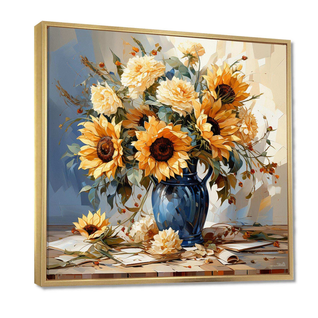 Vintage Sunflowers Bouquet Still Life - Floral Canvas Wall Art