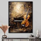 Vintage Violin And Piano Harmony - Music Canvas Wall Art