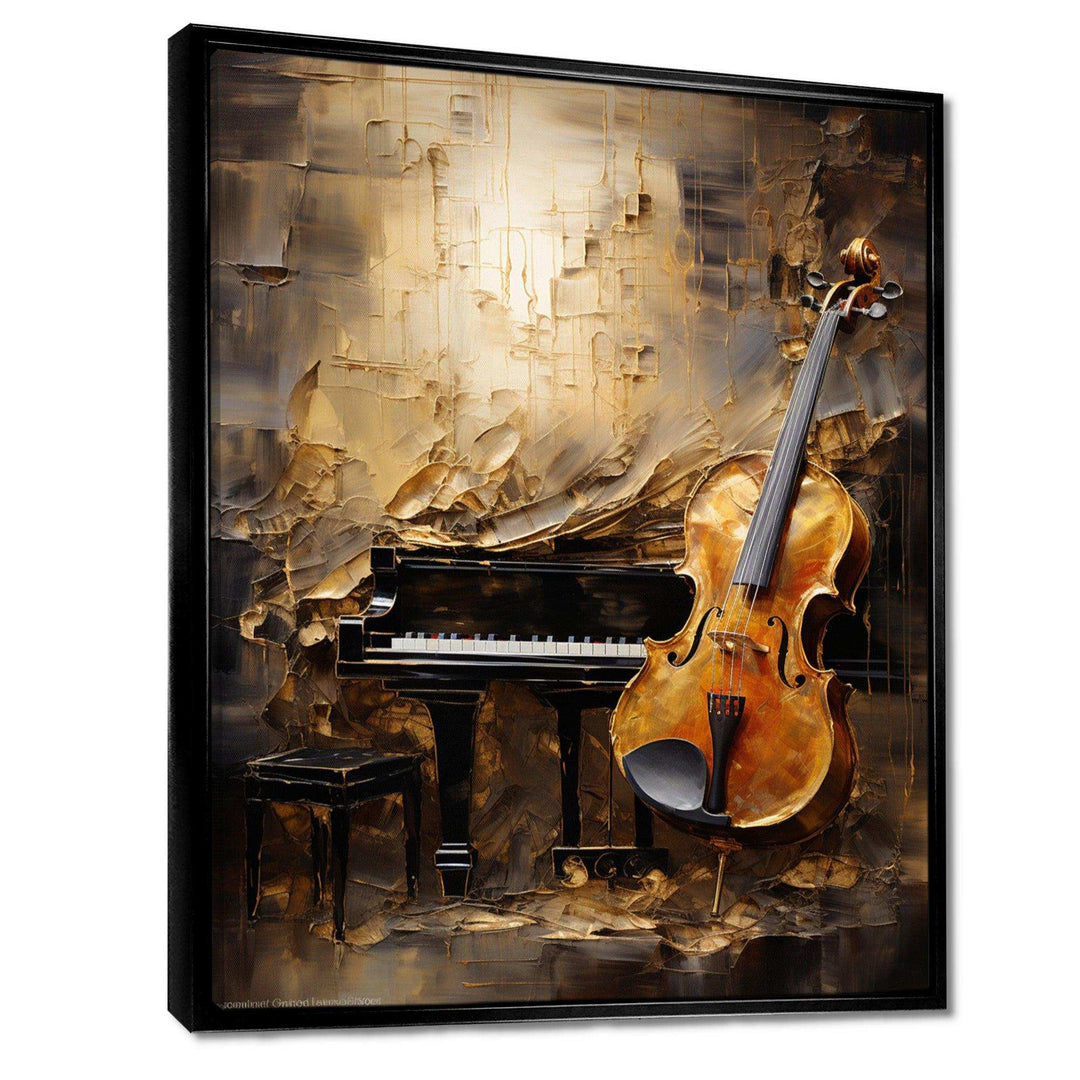 Vintage Violin And Piano Harmony - Music Canvas Wall Art