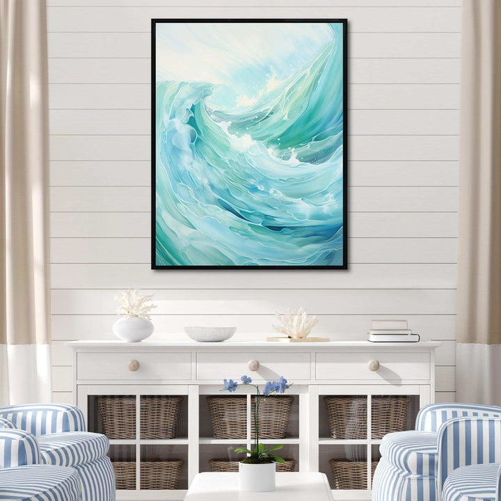 Teal Storm And Wave Expression II - Coastal Canvas Wall Art