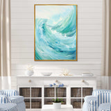 Teal Storm And Wave Expression II - Coastal Canvas Wall Art