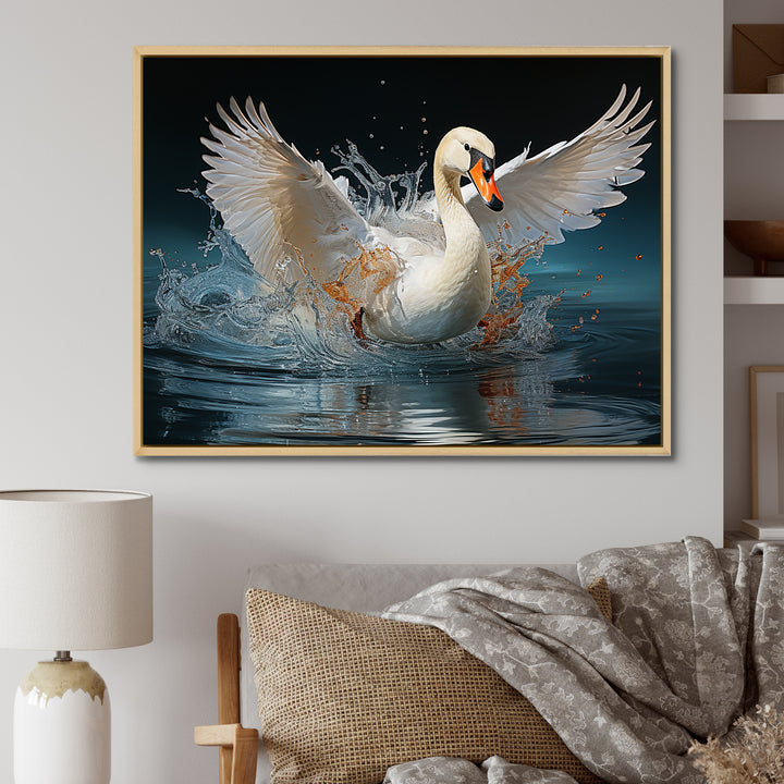 Saw Elegance In Motion - White Swans Wall Art