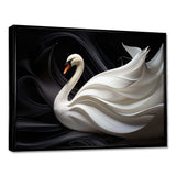 Black And White Elegy Of A Swan - Animals Canvas Wall Art