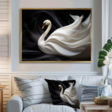 Black And White Elegy Of A Swan - Animals Canvas Wall Art