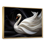 Black And White Elegy Of A Swan - Animals Canvas Wall Art