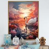 Graceful Mirage Swans - Swans Large Canvas Wall Art