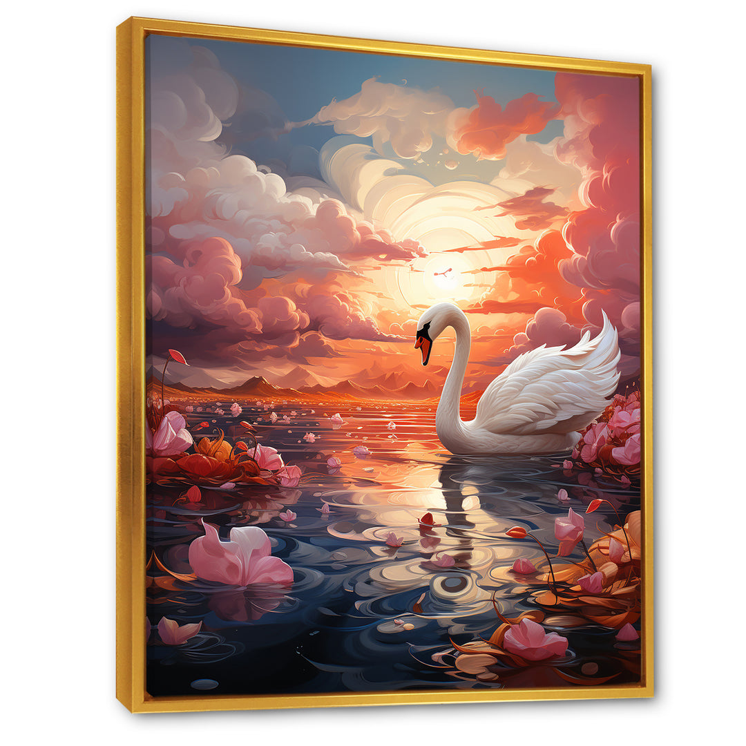 Graceful Mirage Swans - Swans Large Canvas Wall Art