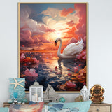 Graceful Mirage Swans - Swans Large Canvas Wall Art