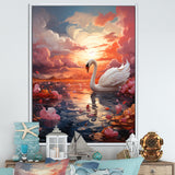 Graceful Mirage Swans - Swans Large Canvas Wall Art