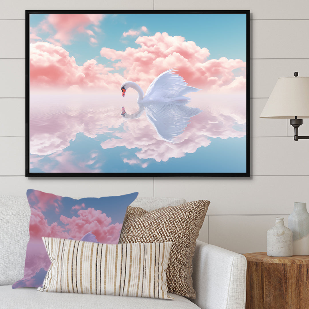 Graceful Mirage Sawn Clouds - Swans Living Room Wall Art