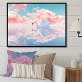 Graceful Mirage Sawn Clouds - Swans Living Room Wall Art