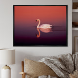 Coral Swan At Dusk - Swans Canvas Wall Art
