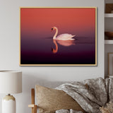 Coral Swan At Dusk - Swans Canvas Wall Art