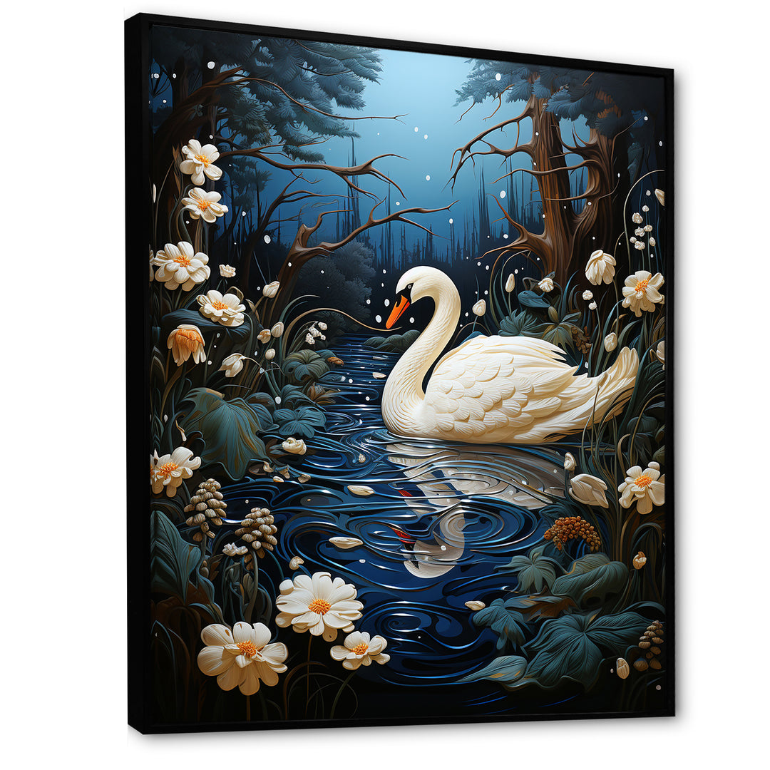 Swan In The Night - Swans Wall Art Prints