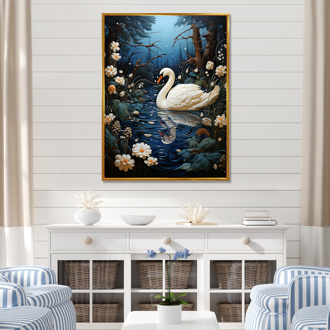 Swan In The Night - Swans Wall Art Prints