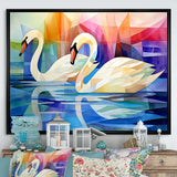 Cubic Swan Sonata Melody - Purple Swans Wall Art