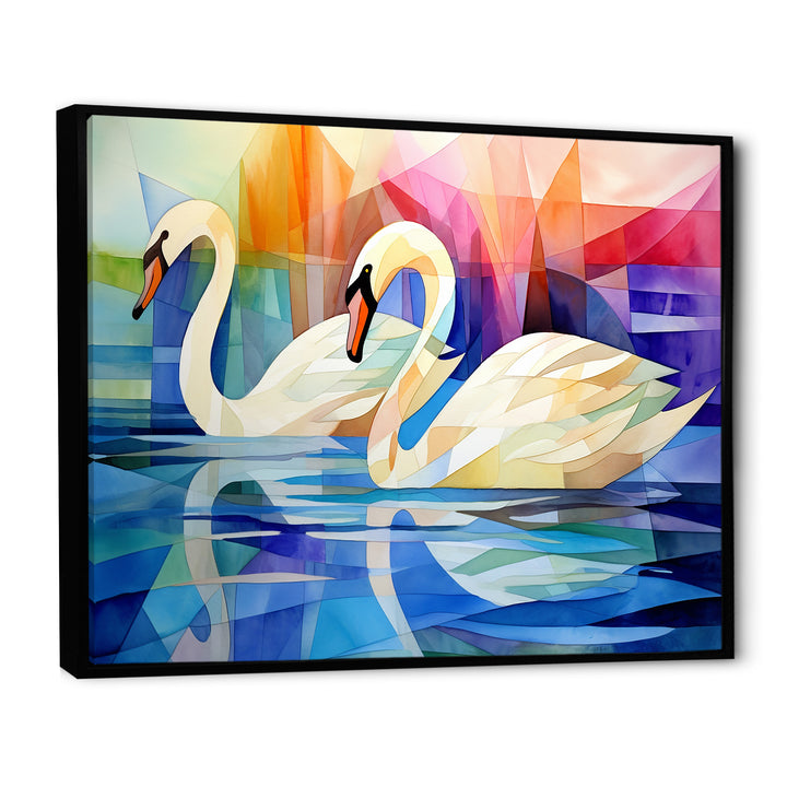 Cubic Swan Sonata Melody - Purple Swans Wall Art
