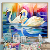 Cubic Swan Sonata Melody - Purple Swans Wall Art