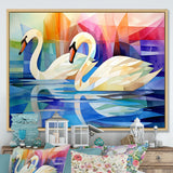 Cubic Swan Sonata Melody - Purple Swans Wall Art