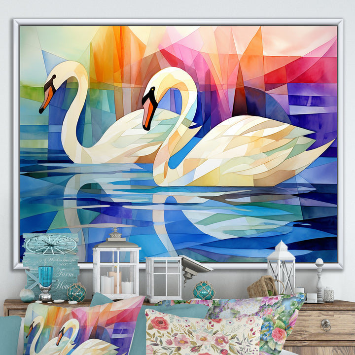Cubic Swan Sonata Melody - Purple Swans Wall Art