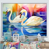 Cubic Swan Sonata Melody - Purple Swans Wall Art