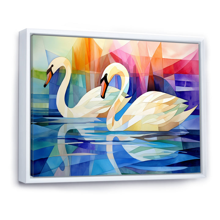 Cubic Swan Sonata Melody - Purple Swans Wall Art