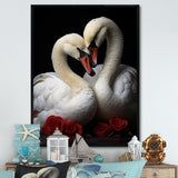 Swans Romantic Portrait - Swans Framed Canvas Art