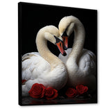 Swans Romantic Portrait - Swans Framed Canvas Art
