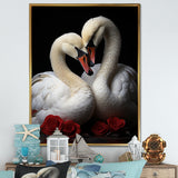 Swans Romantic Portrait - Swans Framed Canvas Art