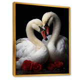 Swans Romantic Portrait - Swans Framed Canvas Art
