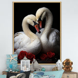 Swans Romantic Portrait - Swans Framed Canvas Art