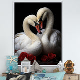 Swans Romantic Portrait - Swans Framed Canvas Art