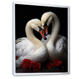 Swans Romantic Portrait - Swans Framed Canvas Art