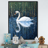 Swans Reflection By The River - Swans Canvas Wall Art