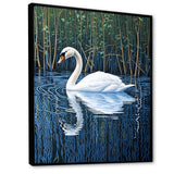 Swans Reflection By The River - Swans Canvas Wall Art