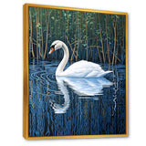 Swans Reflection By The River - Swans Canvas Wall Art