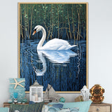 Swans Reflection By The River - Swans Canvas Wall Art