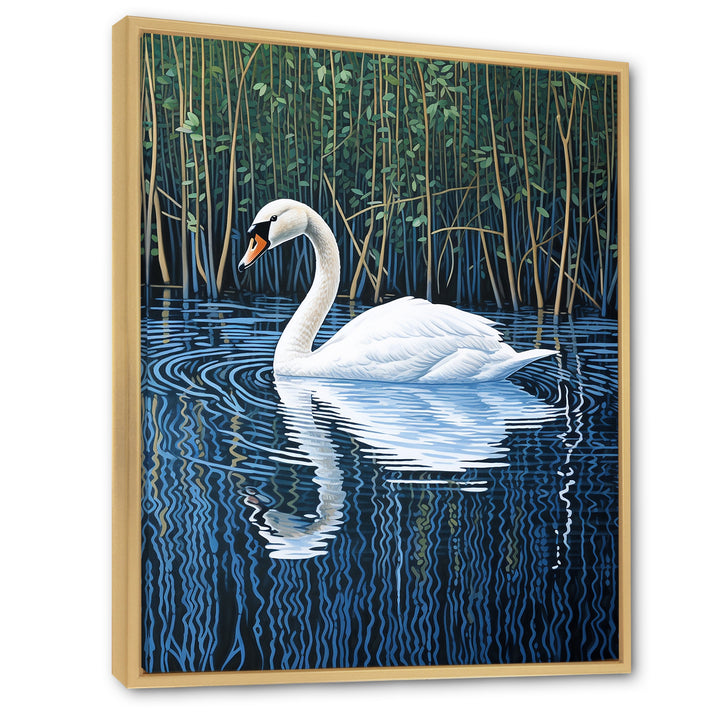 Swans Reflection By The River - Swans Canvas Wall Art