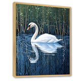 Swans Reflection By The River - Swans Canvas Wall Art