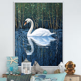 Swans Reflection By The River - Swans Canvas Wall Art
