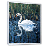 Swans Reflection By The River - Swans Canvas Wall Art